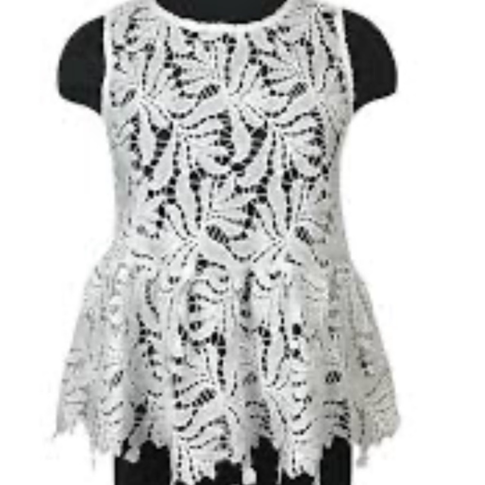 Worthington White Lace Peplum Top